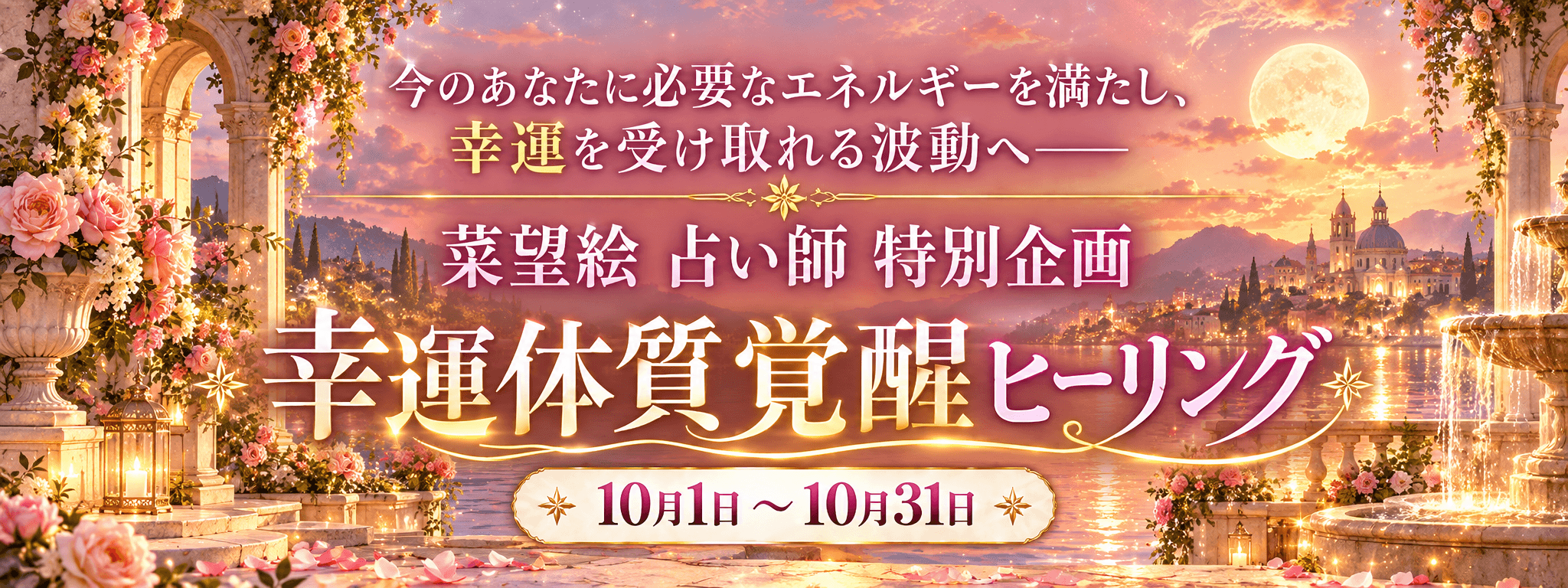 今のあなたに必要なエネルギーを満たし、幸運を受け取れる波動へ―― 菜望絵 (ナミエ) 占い師 特別企画【幸運体質覚醒ヒーリング】